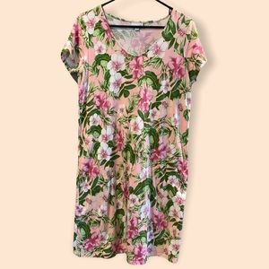 J. Jill Short Sleeve Floral Dress With Pockets Size M